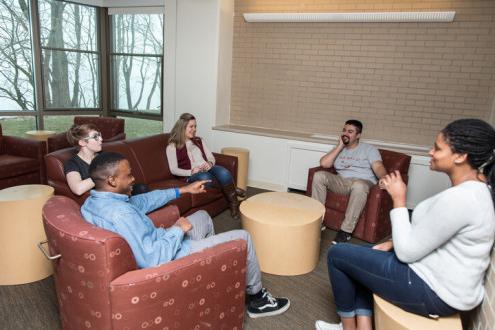 Students hang out in the Oaks.